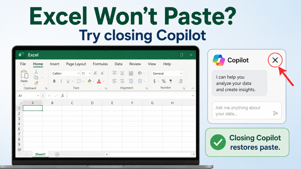 Cant paste into excel sheets